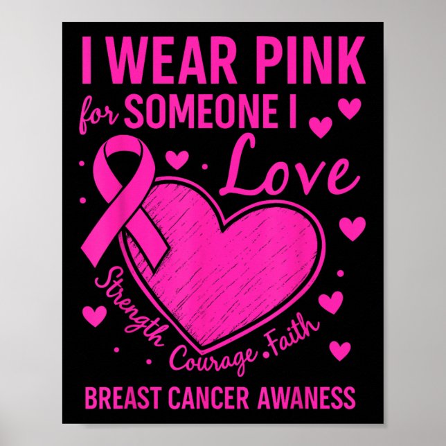 I oktober bär vi rosa Bröstcancer medvetenhet Mo Poster (Framsidan)