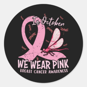I Oktober Bär Vi Rosa Bröstcancer Medvetenhet Runt Klistermärke