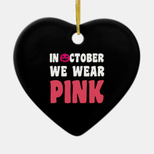 I Oktober Bär Vi Rosa CancerMedvetande Julgransprydnad Keramik