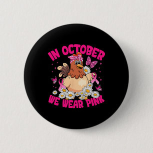 I oktober bär vi rosa för bröstcancer medvetenhet knapp