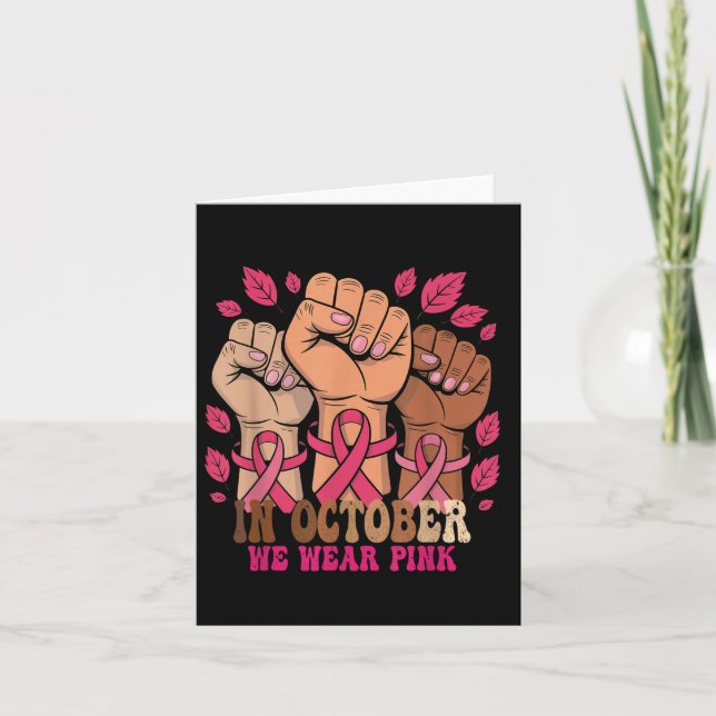 I oktober bär vi rosa för bröstcancerupplysning må kort (Framsida)