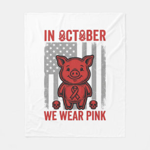 I oktober bär vi rosa gris medvetenhet design_1 fleecefilt