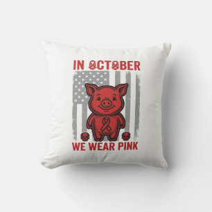 I Oktober Bär Vi Rosa Gris Medvetenhet Design_1 Kudde