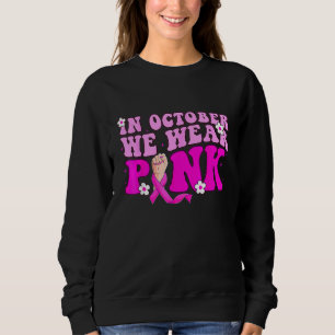 I Oktober Bär Vi Rosa Groovy Stil Med Rosa Band T Shirt