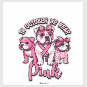 I oktober bär vi rosa � Halloween söta hundar Brea Klistermärken
