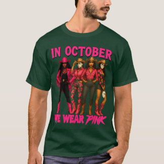 i oktober bär vi rosa Halloween västern cowgirl T Shirt