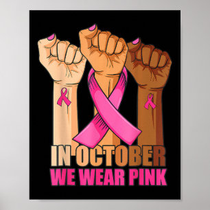 I oktober bär vi rosa handuppräckning bröstcancer poster