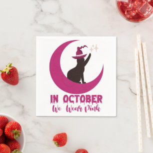 I Oktober Bär Vi Rosa Katt Bröstcancer Medvetenhet Pappersservett