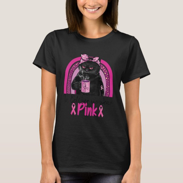 I oktober bär vi rosa katt t shirt (Framsida)