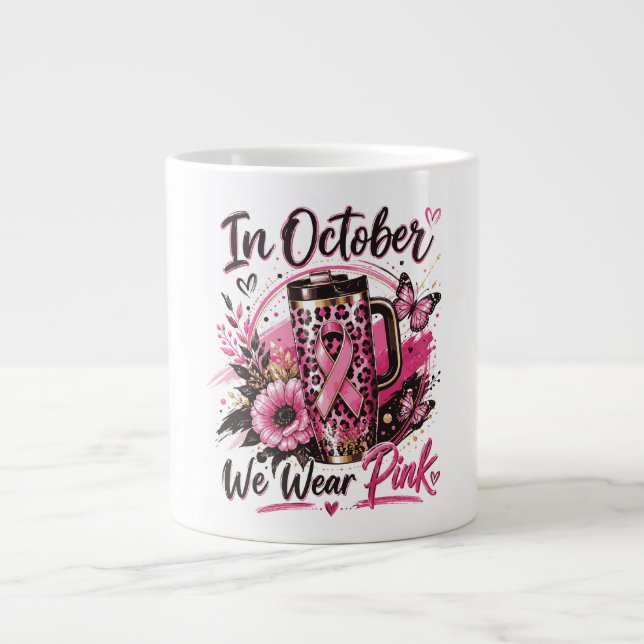 I Oktober Bär Vi Rosa Pumpa Jumbo Mugg (Framsidan)