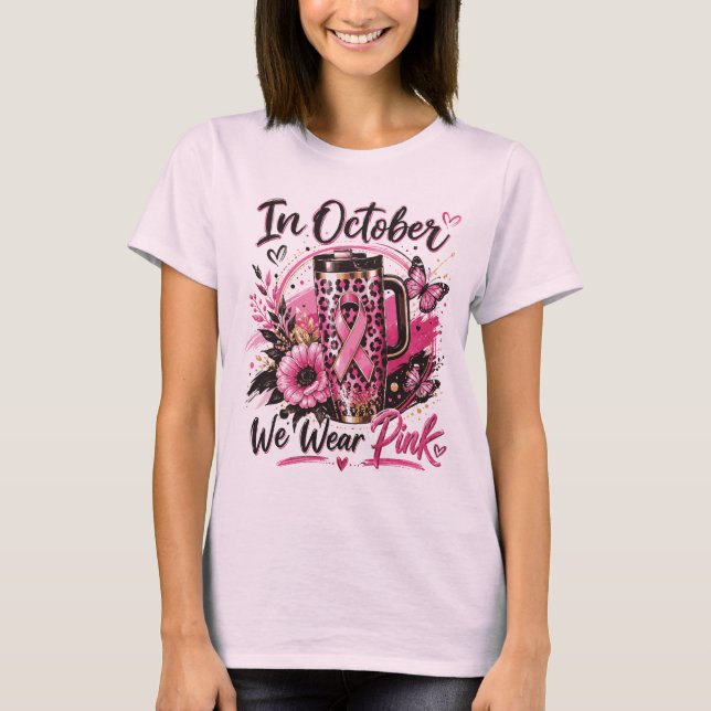 I Oktober Bär Vi Rosa Pumpa T Shirt (Framsida)