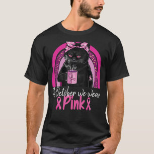 I Oktober Bär Vi Rosa Söt Katt Bröst Klassisk T Shirt