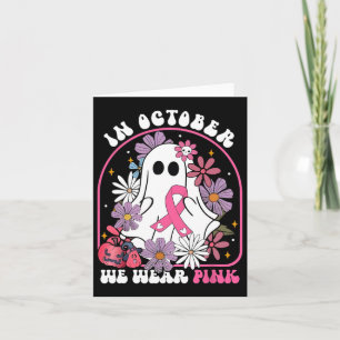 I oktober bär vi rosa spökblommig bröstcancer kort