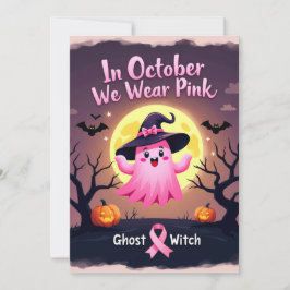 I Oktober Bär Vi Rosa Spökhäxa Bröstcancer Inbjudningar