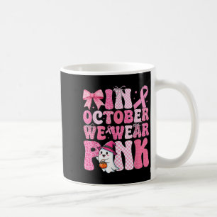 I Oktober Bär Vi Rosa Spökhäxa Bröstcancer Kaffemugg