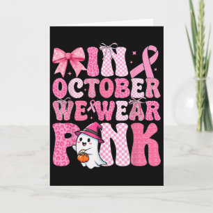 I Oktober Bär Vi Rosa Spökhäxa Bröstcancer Kort