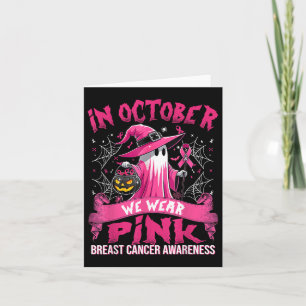 I Oktober Bär Vi Rosa Spökhäxa Bröstcancer Kort