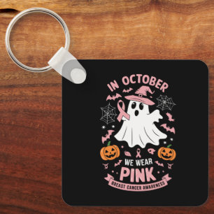 I Oktober Bär Vi Rosa Spökhäxa Bröstcancer Nyckelring