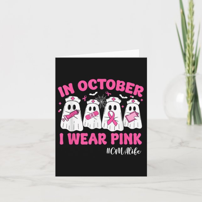 I oktober Bära I Rosa Cma Life Breast Cancer Awar Kort (Framsida)