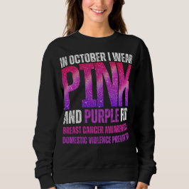 I oktober bära I rosa och lila för bröstcancer T Shirt