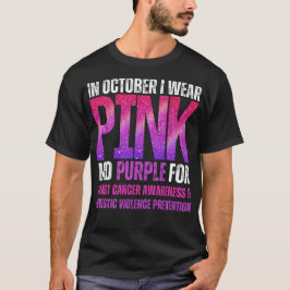 I oktober bära I rosa och lila för bröstcancer T Shirt