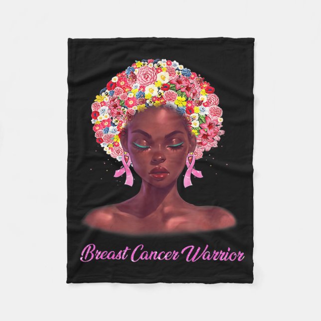 I oktober Bära Rosa Black Woman Breast Cancer Fleecefilt (Framsidan)