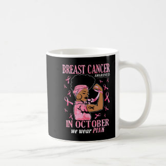 I oktober Bära Rosa Black Woman Breast Cancer Kaffemugg