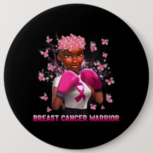 I oktober Bära Rosa Black Woman Breast Cancer Knapp