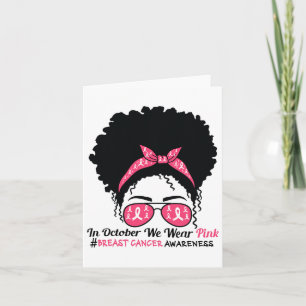 I oktober Bära Rosa Black Woman Breast Cancer Kort