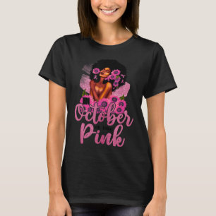 I oktober Bära Rosa Black Woman Breast Cancer T Shirt