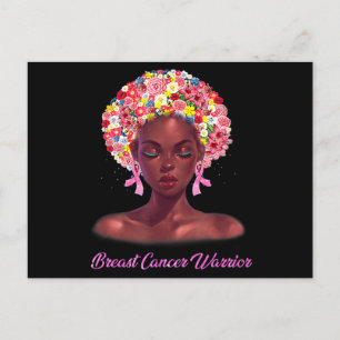 I oktober Bära Rosa Black Woman Breast Cancer Vykort