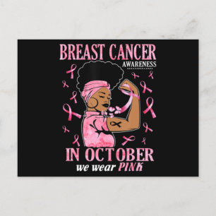 I oktober Bära Rosa Black Woman Breast Cancer Vykort