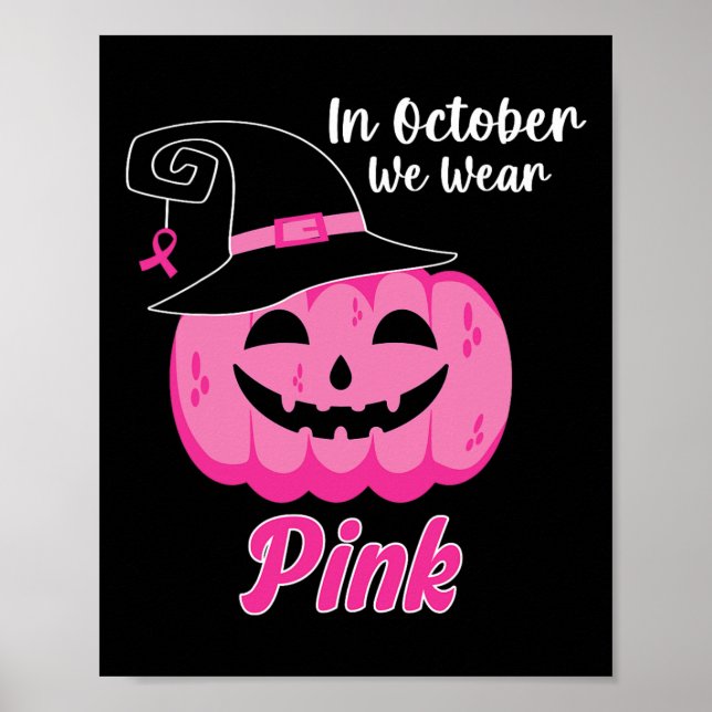 I oktober Bära Rosa Breast Cancer Awareness Ki Poster (Framsidan)