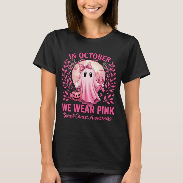 I oktober Bära Rosa Breast Cancer Awareness T Shirt (Framsida)