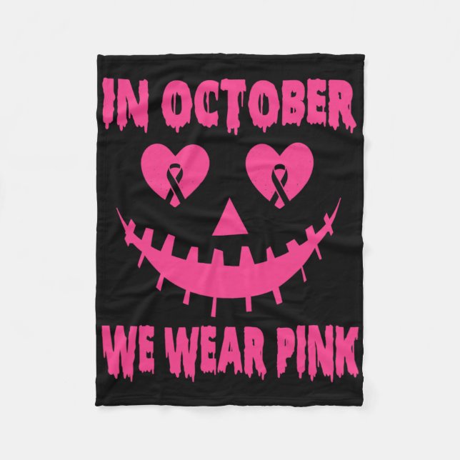 I oktober Bära Rosa Breast Cancer Halloween Pu Fleecefilt (Framsidan)