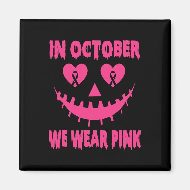 I oktober Bära Rosa Breast Cancer Halloween Pu Magnet (Framsidan)
