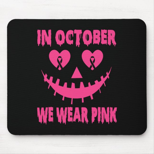 I oktober Bära Rosa Breast Cancer Halloween Pu Musmatta (Framsidan)