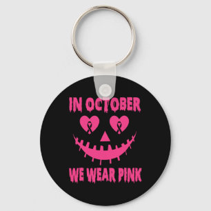 I oktober Bära Rosa Breast Cancer Halloween Pu Nyckelring