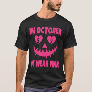 I oktober Bära Rosa Breast Cancer Halloween Pu T Shirt