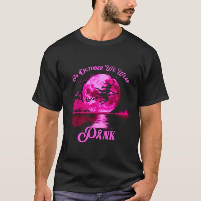 I oktober Bära Rosa Breast Cancer Halloween T Shirt (Framsida)