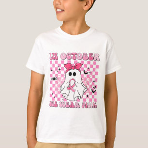 I oktober Bära Rosa Breast Cancer Spöken Hallo  T Shirt