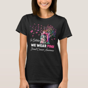 I oktober Bära Rosa Breast Cancer Träd Butterf T Shirt