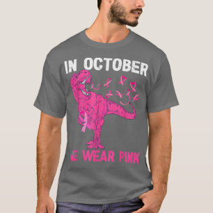 I oktober Bära Rosa Breast Cancer Tre Dino Kid T Shirt