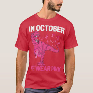 I oktober Bära Rosa Breast Cancer Tre Dino Kid T Shirt