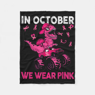 I oktober Bära Rosa Breast Cancer Trex Dino Ki Fleecefilt