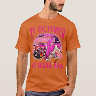 I oktober Bära Rosa Breast Cancer Trex Dino Ki T Shirt