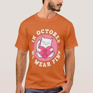 I oktober Bära Rosa Breast Cancer Warrior Cat T Shirt