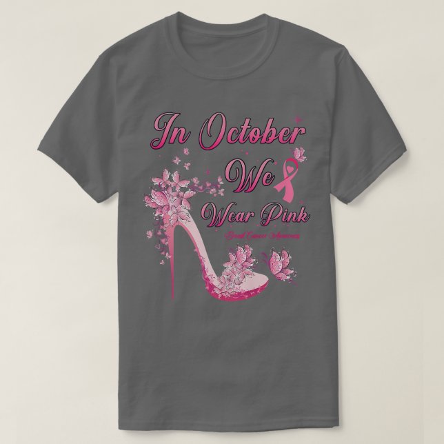 I oktober Bära Rosa Butterflies Högklackar Bre T Shirt (Design framsida)