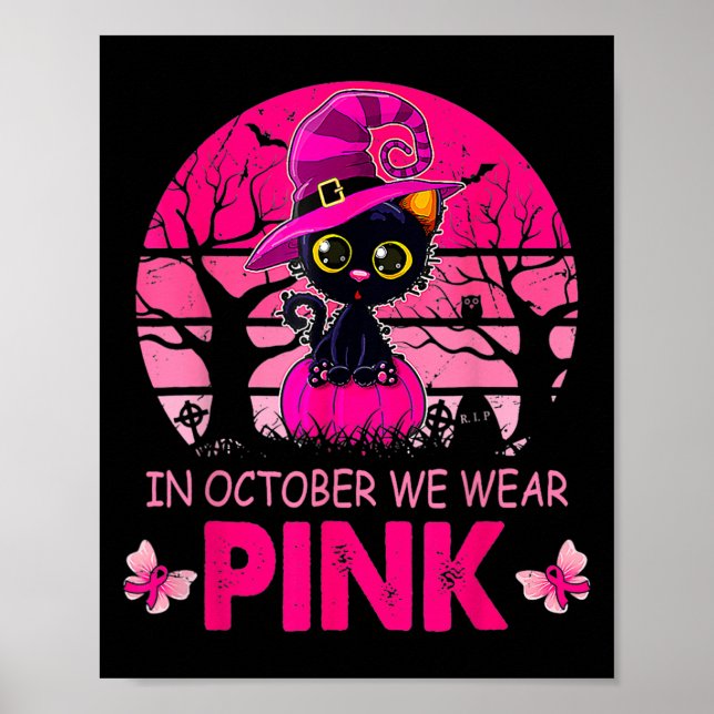 I oktober Bära Rosa Cute Breast Cancer Awa Poster (Framsidan)
