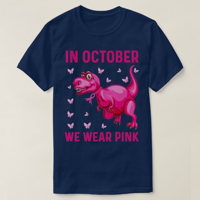 I oktober Bära Rosa Dinosaur T Shirt (Design framsida)